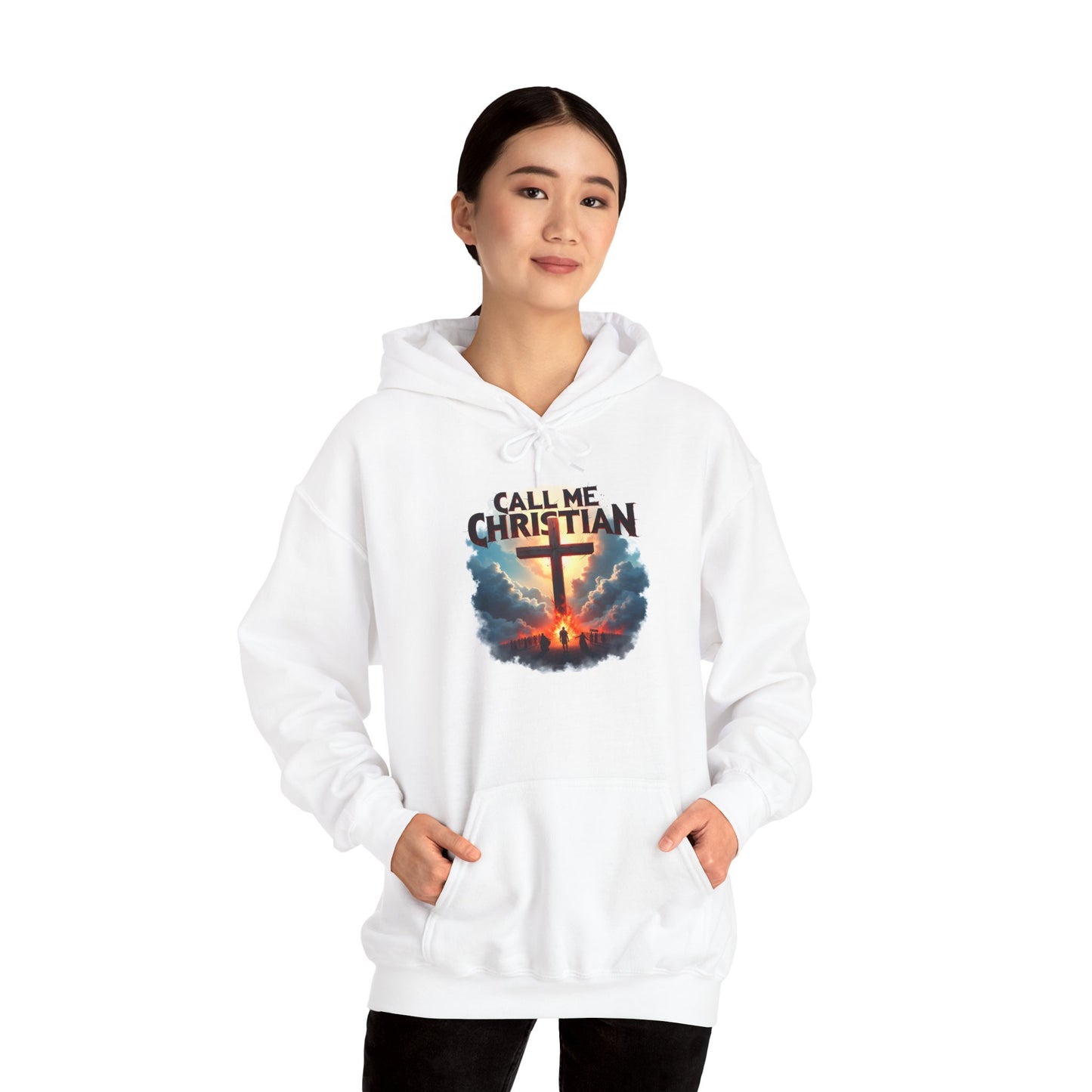 Christian Metal Hoodie - Burning Cross Metal Call Me Christian Fan Hoodie